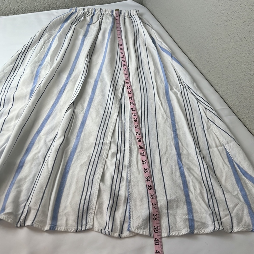 🌸Revolve Clayton Cornflower Blue White Striped Maxi High Split Slit Skirt Small - Picture 6 of 13